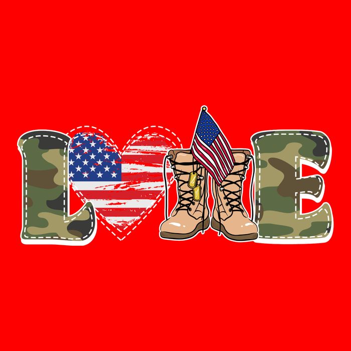 Love Military Support Your Troops And Arm Forces Flatbill Hat