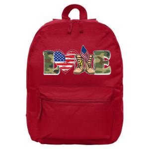 Love Military Support Your Troops And Arm Forces 16 in Basic Backpack