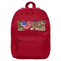 Love Military Support Your Troops And Arm Forces 16 in Basic Backpack