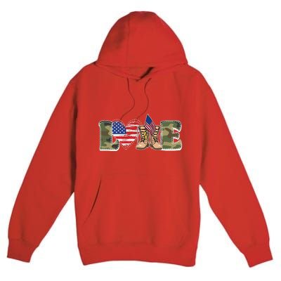 Love Military Support Your Troops And Arm Forces Premium Pullover Hoodie