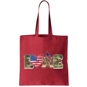 Love Military Support Your Troops And Arm Forces Tote Bag