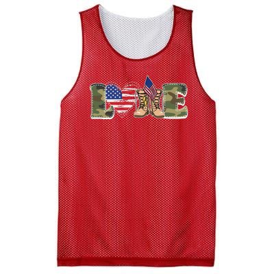 Love Military Support Your Troops And Arm Forces Mesh Reversible Basketball Jersey Tank