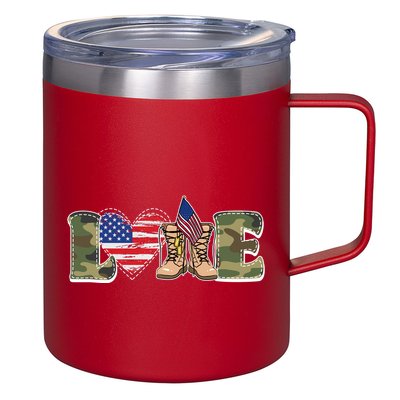 Love Military Support Your Troops And Arm Forces 12oz Stainless Steel Coffee Mug