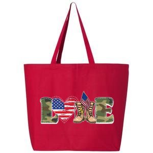 Love Military Support Your Troops And Arm Forces 25L Jumbo Tote