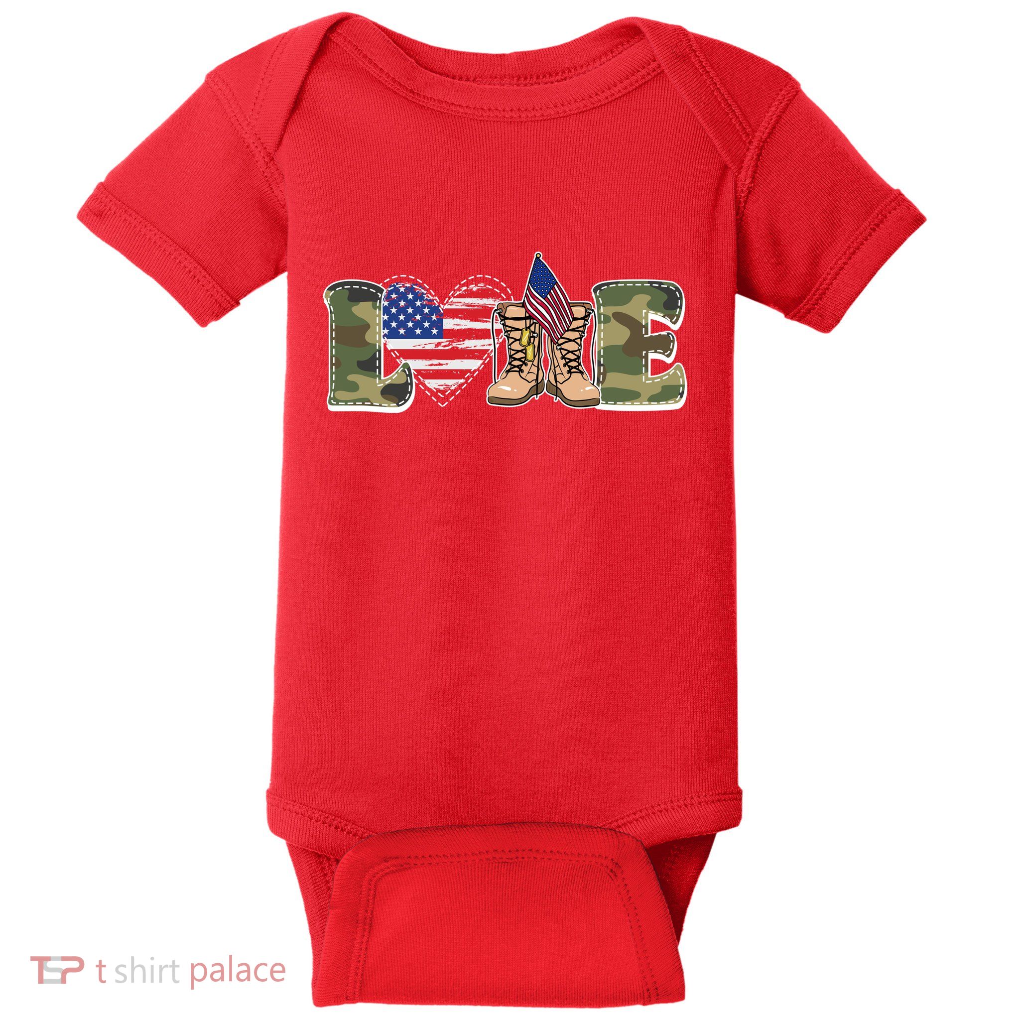 Love Military Support Your Troops And Arm Forces Baby Bodysuit