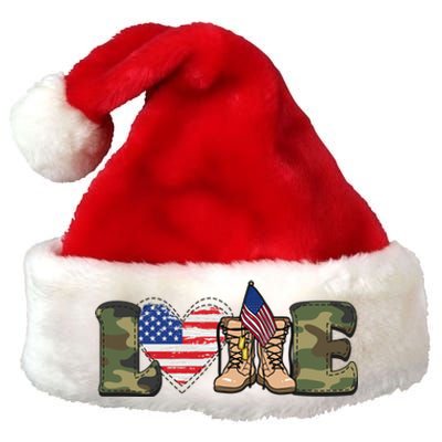 Love Military Support Your Troops And Arm Forces Premium Christmas Santa Hat