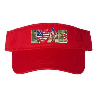 Love Military Support Your Troops And Arm Forces Valucap Bio-Washed Visor