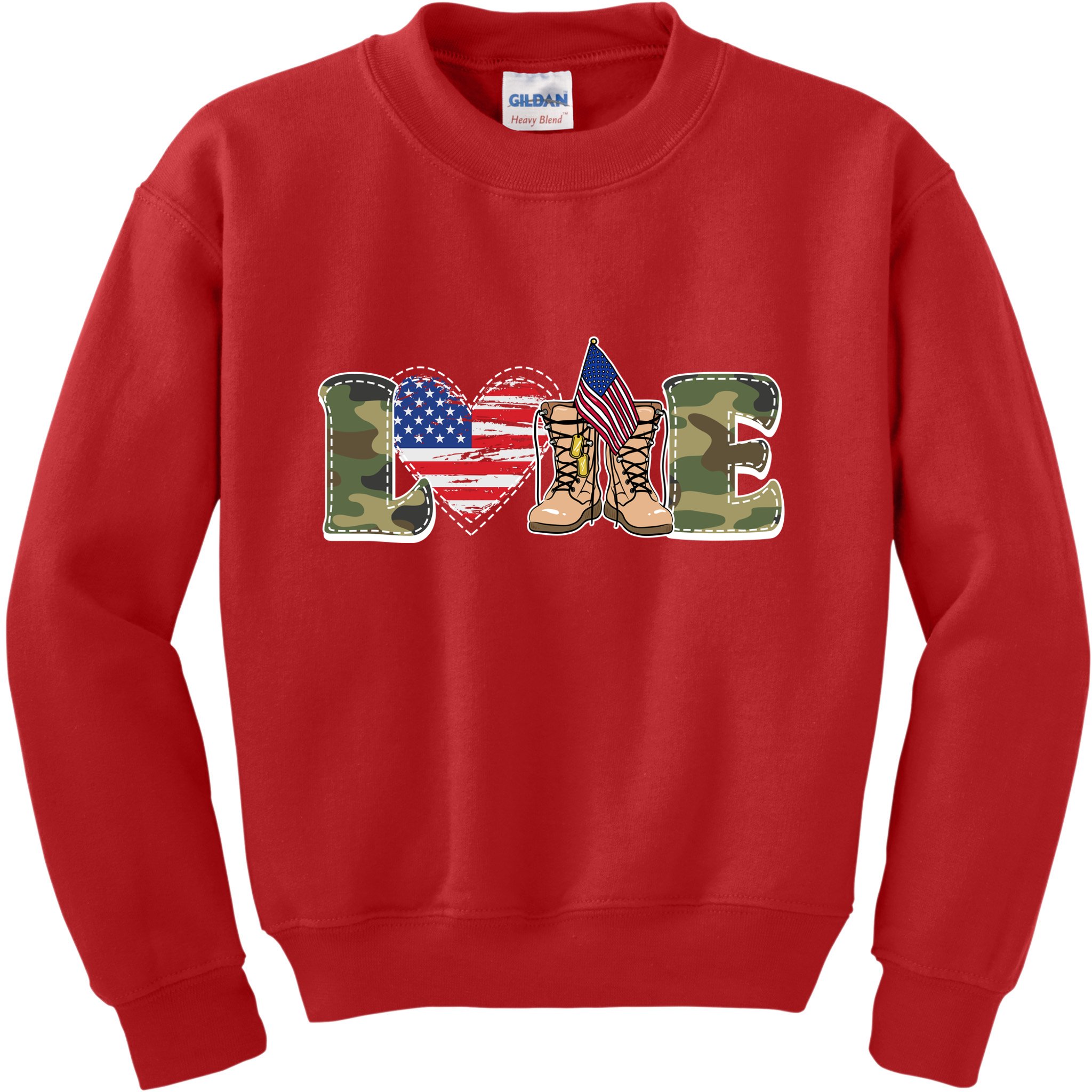 Love Military Support Your Troops And Arm Forces Kids Sweatshirt