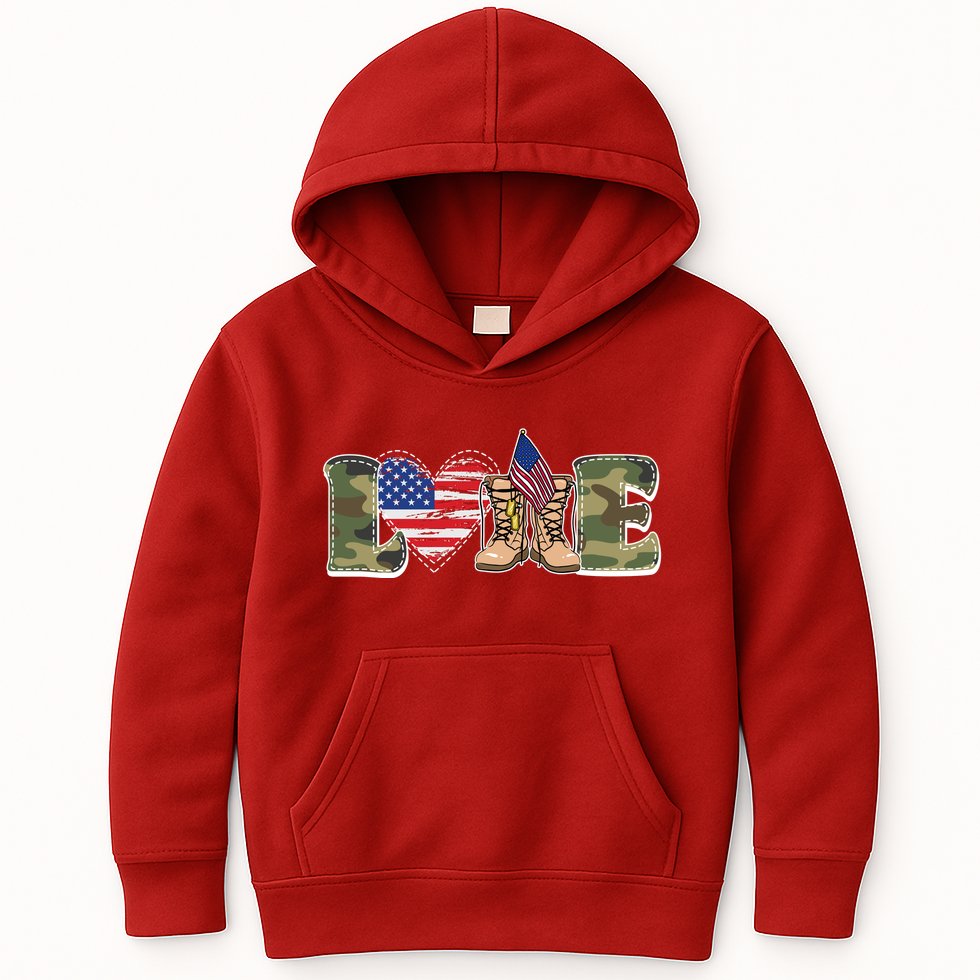 Love Military Support Your Troops And Arm Forces Kids Hoodie