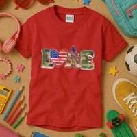 Love Military Support Your Troops And Arm Forces Kids T-Shirt