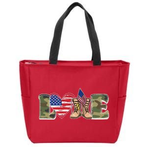 Love Military Support Your Troops And Arm Forces Zip Tote Bag