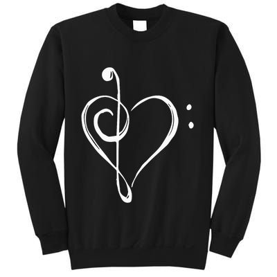 Love Music Treble And Bass Clef Heart Sweatshirt