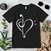 Love Music Treble And Bass Clef Heart Premium T-Shirt