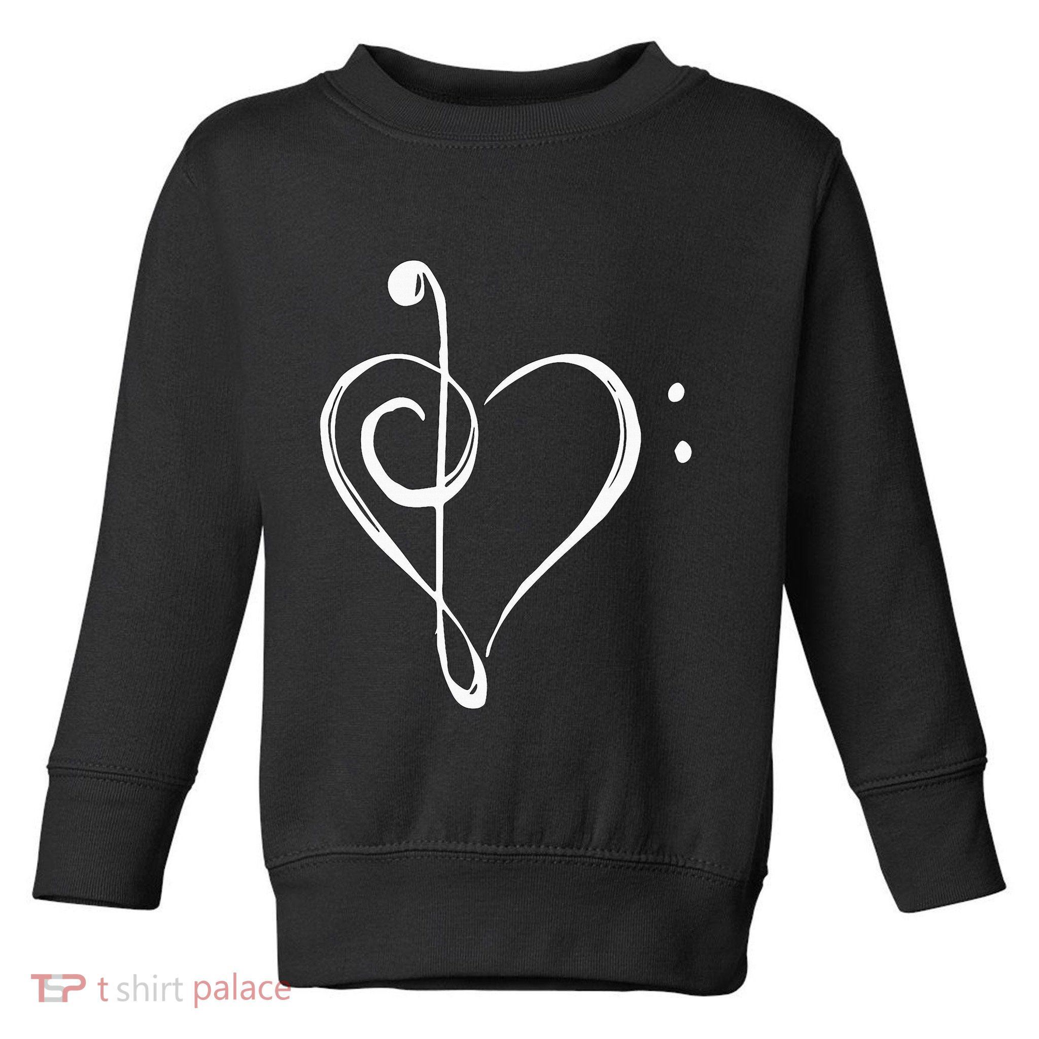 Love Music Treble And Bass Clef Heart Toddler Sweatshirt