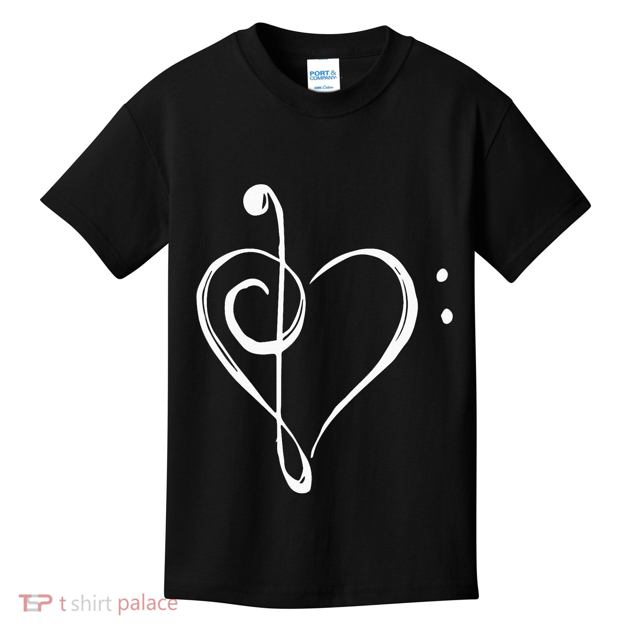 Love Music Treble And Bass Clef Heart Kids T-Shirt