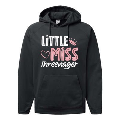 Little Miss Threenager Performance Fleece Hoodie