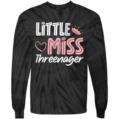 Little Miss Threenager Tie-Dye Long Sleeve Shirt