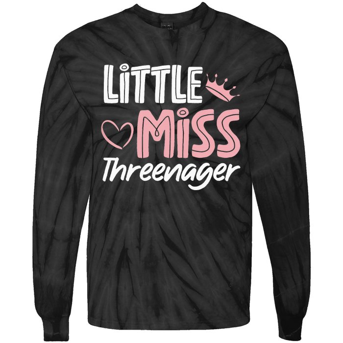 Little Miss Threenager Tie-Dye Long Sleeve Shirt