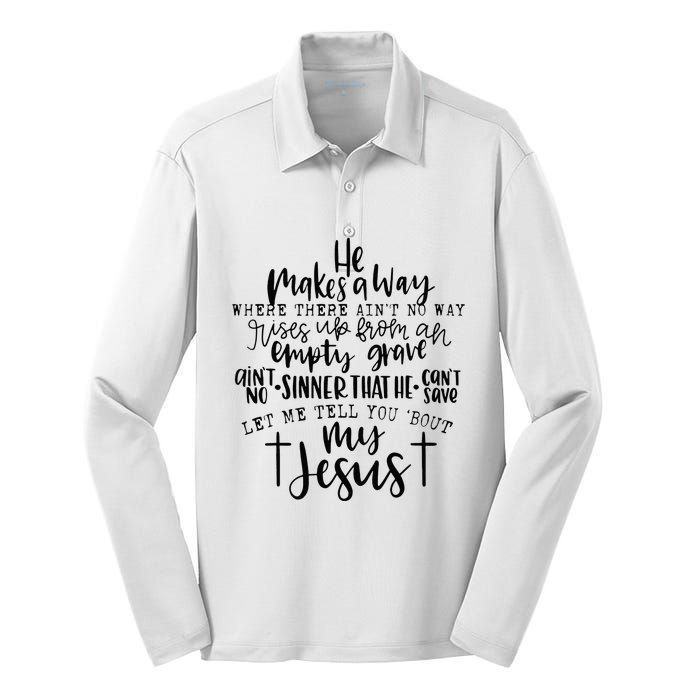 Let Me Tell You Bout My Jesus vintage Bible Christian Lovers Silk Touch Performance Long Sleeve Polo