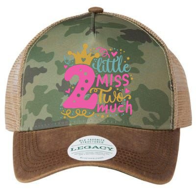 Little Miss Two 2 Much Cool Birthday Design Legacy Tie Dye Trucker Hat