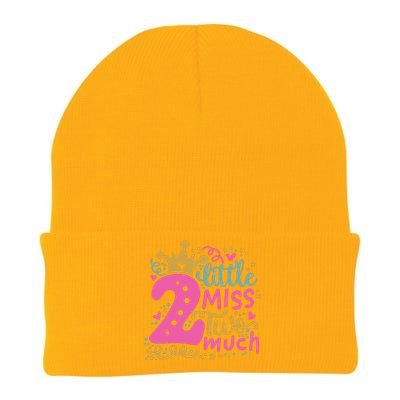 Little Miss Two 2 Much Cool Birthday Design Knit Cap Winter Beanie