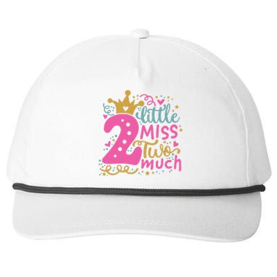 Little Miss Two 2 Much Cool Birthday Design Snapback Five-Panel Rope Hat