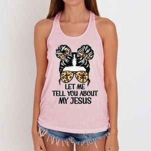 Let Me Tell You About My Jesus Women's Knotted Racerback Tank