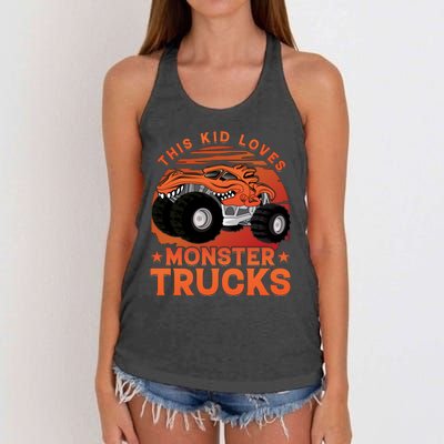 Love Monster Trucks Funny Women's Knotted Racerback Tank