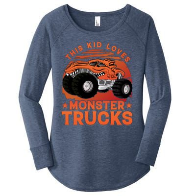 Love Monster Trucks Funny Women's Perfect Tri Tunic Long Sleeve Shirt