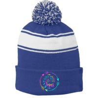 Let Me Tell You About My Jesus Christian Believer Bible God Stripe Pom Pom Beanie