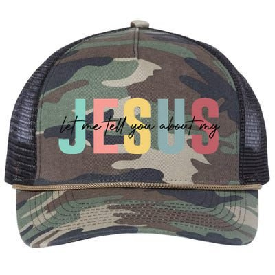 Let Me Tell You About My Jesus Christian Believers God Retro Rope Trucker Hat Cap