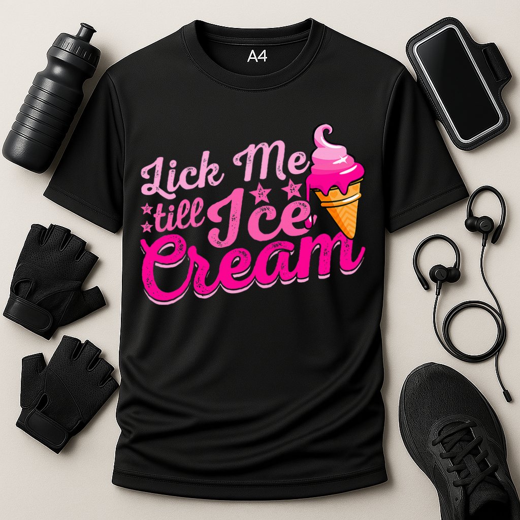 Lick Me Till Ice Cream Funny Ice Cream Love Cooling Performance Crew T-Shirt