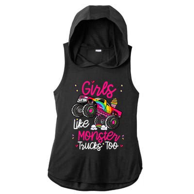 Like Monster Truck Too Pink Monster Truck  Ladies PosiCharge Tri-Blend Wicking Draft Hoodie Tank