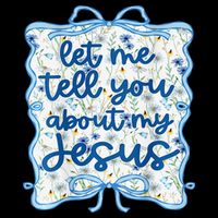Let Me Tell You About My Jesus Blue Coquette Bow Christian 16 in Basic Backpack