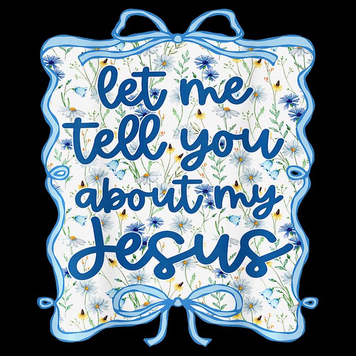 Let Me Tell You About My Jesus Blue Coquette Bow Christian 16 in Basic Backpack