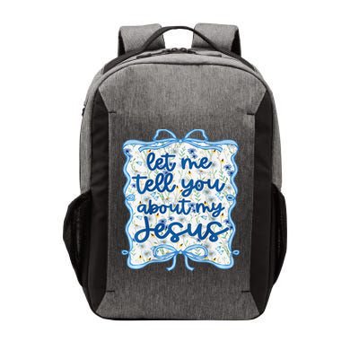Let Me Tell You About My Jesus Blue Coquette Bow Christian Vector Backpack