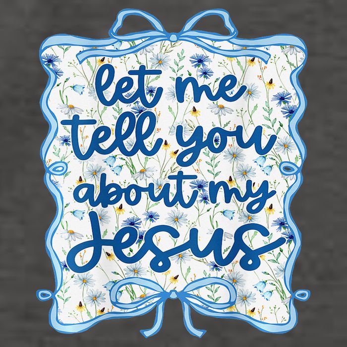 Let Me Tell You About My Jesus Blue Coquette Bow Christian Vector Backpack