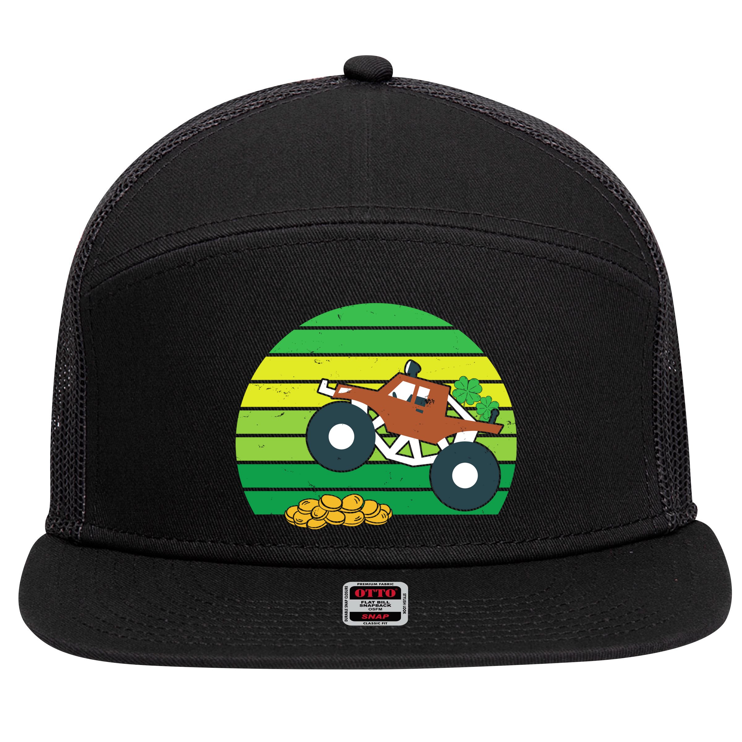 Lucky Monster Truck St Patrick's Day 7 Panel Mesh Trucker Snapback Hat