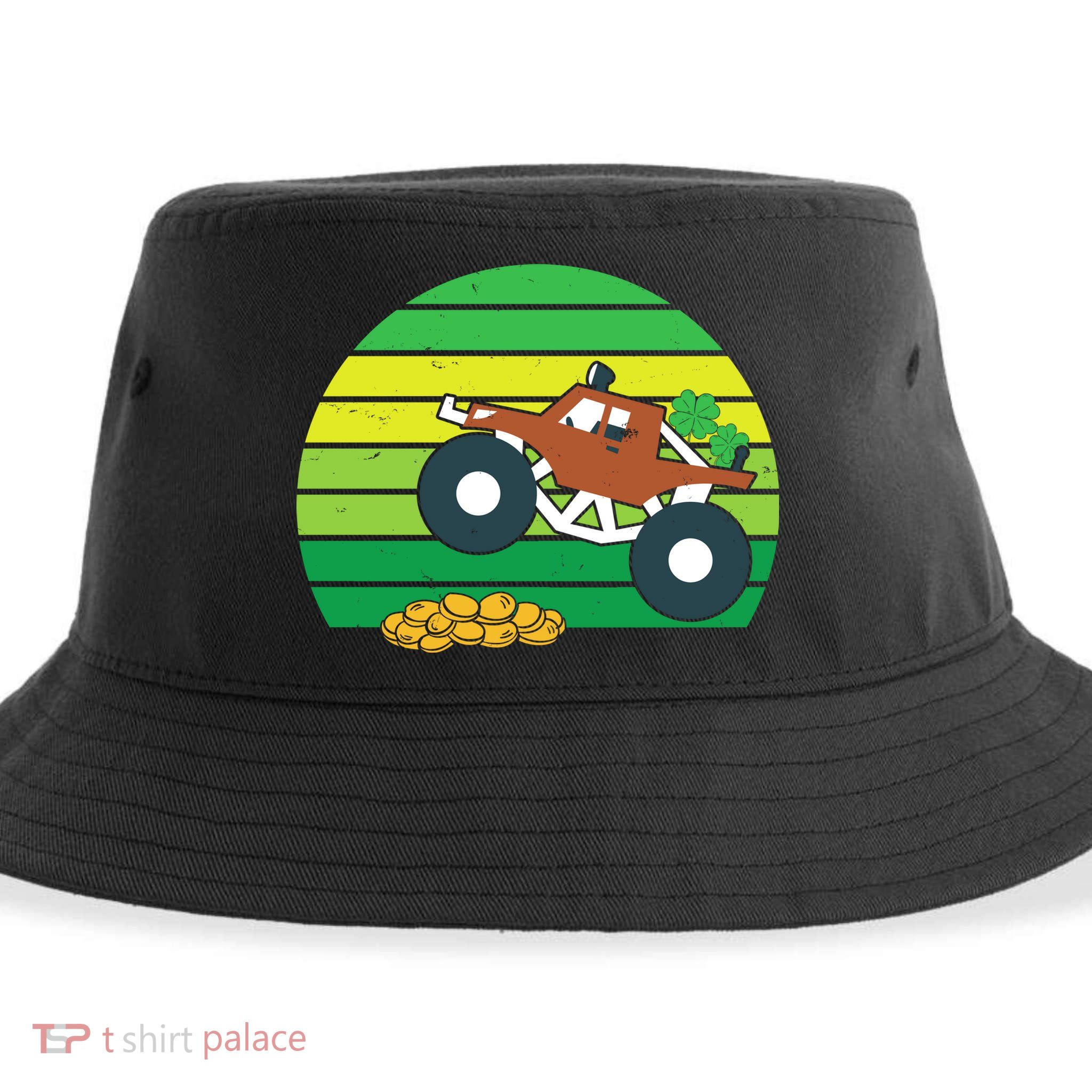 Lucky Monster Truck St Patrick's Day Sustainable Bucket Hat