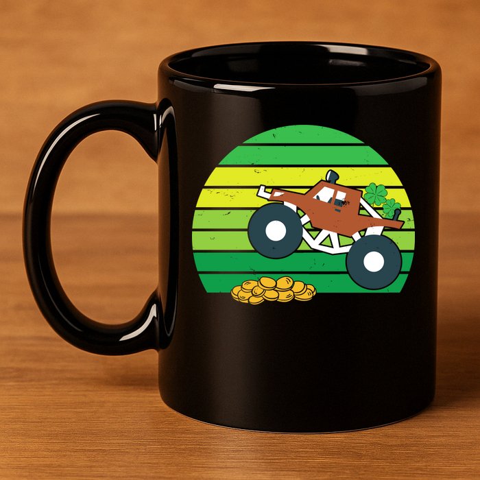 Lucky Monster Truck St Patrick's Day 11oz C Handle Ceramic Mug