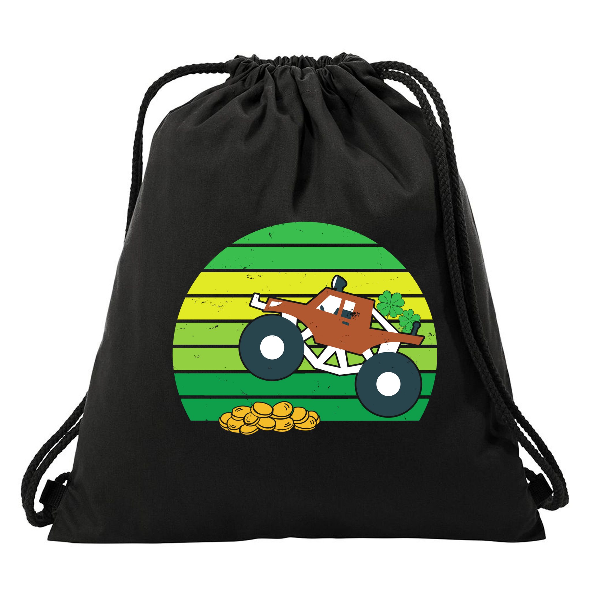 Lucky Monster Truck St Patrick's Day Drawstring Bag