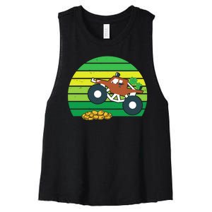 Lucky Monster Truck St Patrick's Day Women's Racerback Cropped Tank