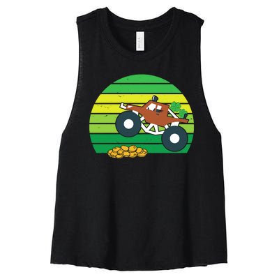 Lucky Monster Truck St Patrick's Day Women's Racerback Cropped Tank