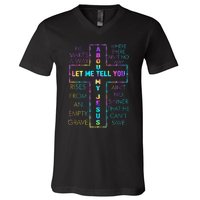 Let Me Tell You About My Jesus Christian Bible God Tie Dye V-Neck T-Shirt