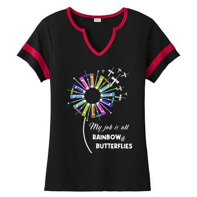 Laboratory Medical Technologist My Job Is All Rainbow And Butterflies Ladies Halftime Notch Neck Tee