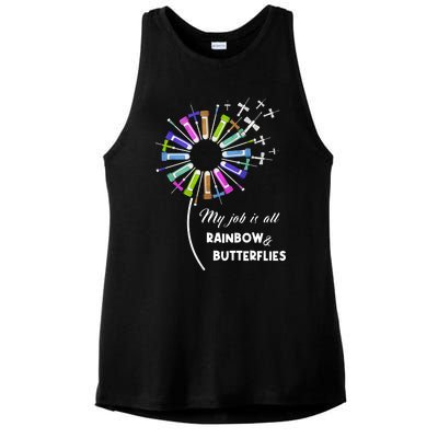 Laboratory Medical Technologist My Job Is All Rainbow And Butterflies Ladies PosiCharge Tri-Blend Wicking Tank