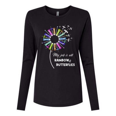 Laboratory Medical Technologist My Job Is All Rainbow And Butterflies Womens Cotton Relaxed Long Sleeve T-Shirt