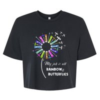 Laboratory Medical Technologist My Job Is All Rainbow And Butterflies Bella+Canvas Jersey Crop Tee