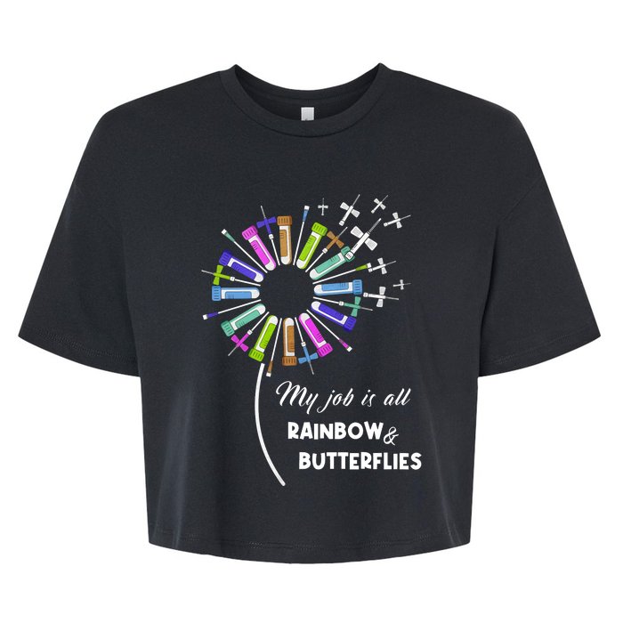 Laboratory Medical Technologist My Job Is All Rainbow And Butterflies Bella+Canvas Jersey Crop Tee