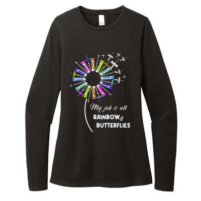 Laboratory Medical Technologist My Job Is All Rainbow And Butterflies Womens CVC Long Sleeve Shirt